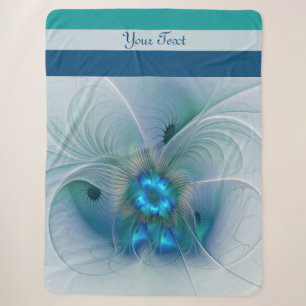 Standing Ovations, Abstract Blue Fractal Art Text Sherpa Blanket