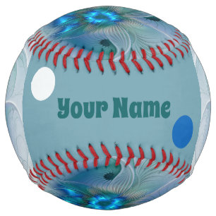 Standing Ovations Abstract Blue Turquoise Art Name Softball