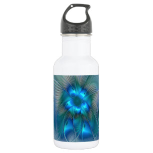 Standing Ovations, Abstract Blue Turquoise Fractal 532 Ml Water Bottle