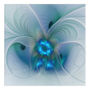 Standing Ovations, Abstract Blue Turquoise Fractal Acrylic Print