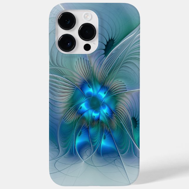 Standing Ovations, Abstract Blue Turquoise Fractal Case-Mate iPhone Case (Back)