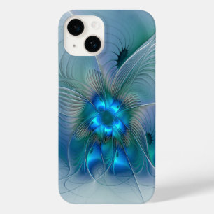 Standing Ovations, Abstract Blue Turquoise Fractal Case-Mate iPhone 14 Case
