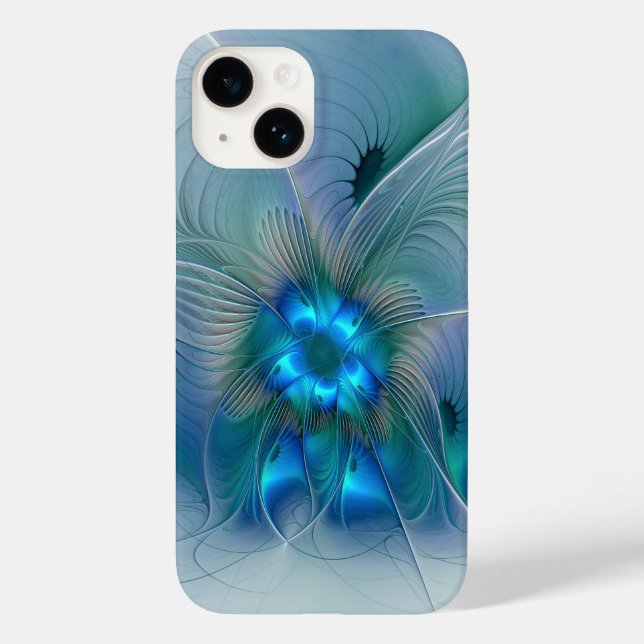 Standing Ovations, Abstract Blue Turquoise Fractal Case-Mate iPhone Case (Back)
