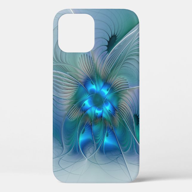 Standing Ovations, Abstract Blue Turquoise Fractal Case-Mate iPhone Case (Back)