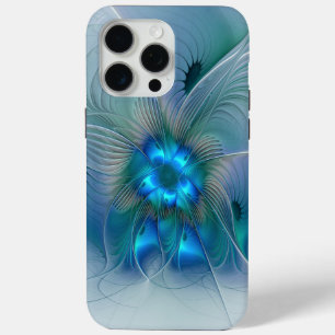 Standing Ovations, Abstract Blue Turquoise Fractal iPhone 15 Pro Max Case