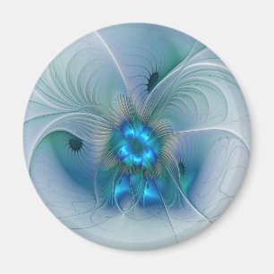 Standing Ovations, Abstract Blue Turquoise Fractal Magnet