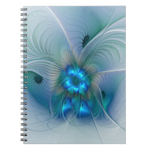 Standing Ovations, Abstract Blue Turquoise Fractal Notebook