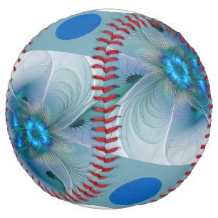 Standing Ovations, Abstract Blue Turquoise Fractal Softball