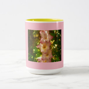 Standing  Pink Flower Blooms Two-Tone Coffee Mug