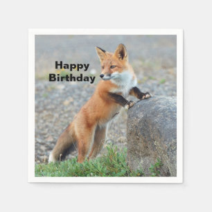 Standing Red Fox Birthday Napkin