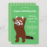 Standing Red Panda Cute Green Custom Party