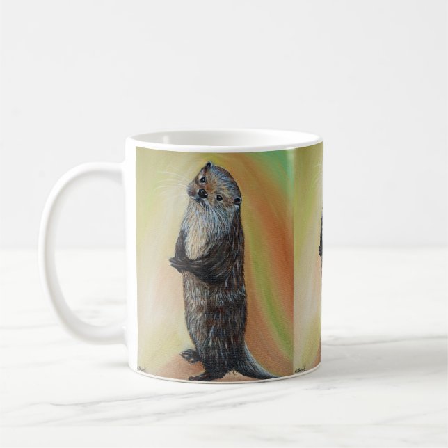 Standing River Otter Painting Coffee Mug (Left)