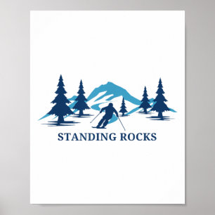 Standing Rocks Wisconsin Ski Resort Skiing Skier _ Poster