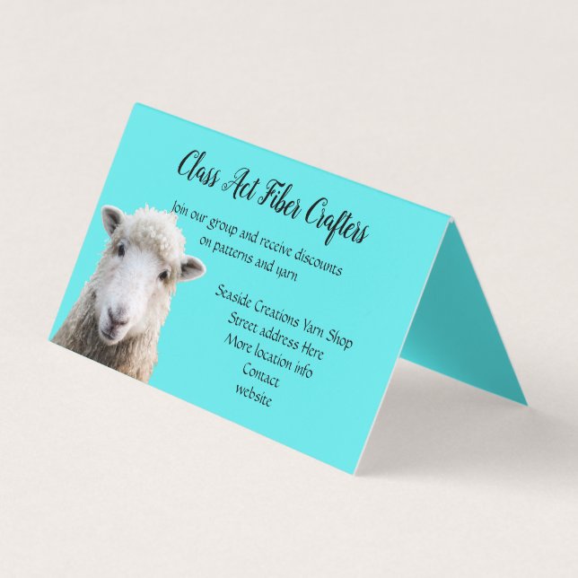 Standing Sheep Yarn Shop Fibre Crafter Business Card (Front)