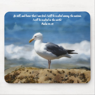 Standing Still Sea Bird Bible Verse Faith Mouse Mat