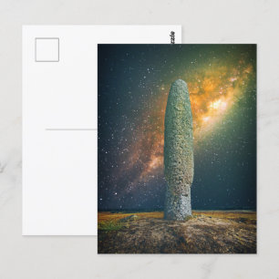 Standing Stone or Menhir with night sky Milky Way Postcard