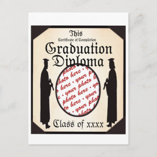 Standing Tall - Graduation Diploma Photo Frame Announcement Postcard