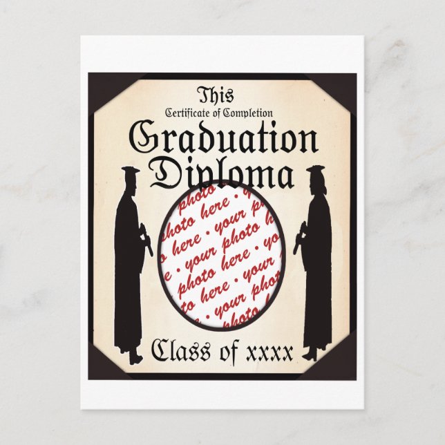Standing Tall - Graduation Diploma Photo Frame Announcement Postcard (Front)