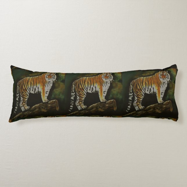 Standing Tiger Safari  Animal Art Body Cushion (Front)
