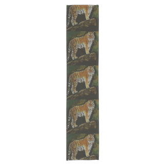 Standing Tiger Safari Animal Art Short Table Runner