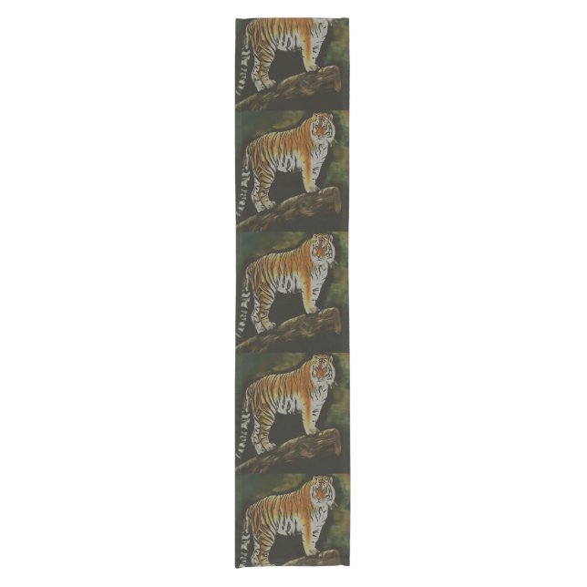 Standing Tiger Safari  Animal Art Short Table Runner (Front)