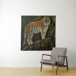 Standing Tiger Safari Animal Art Tapestry