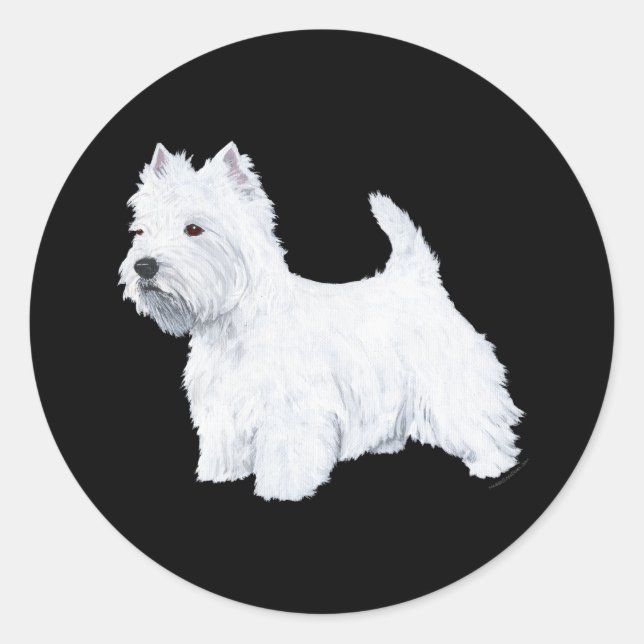 Standing Westie Classic Round Sticker (Front)
