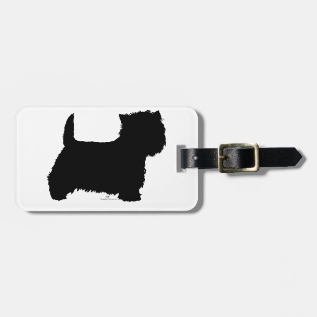 Standing Westie Silhouette Luggage Tag (Front Horizontal)