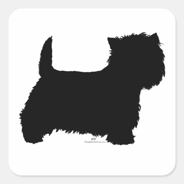 Standing Westie Silhouette Square Sticker (Front)