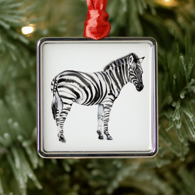 Standing Zebra Metal Tree Decoration (Tree)