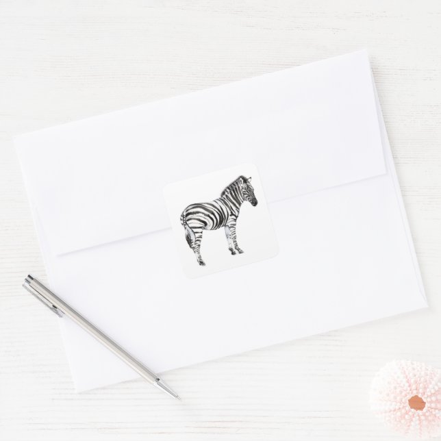 Standing Zebra Square Sticker (Envelope)