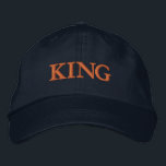 Standout KING Text Adjustable Navy-Hat for Comfort Embroidered Hat<br><div class="desc">Add a touch of personality to your look with the Custom KING Text Printed Adjustable Cap. This navy hat features a strong "KING" embroidery,  offering an eye-catching focal point. The adjustable design ensures the perfect fit for all-day wear and comfort.</div>