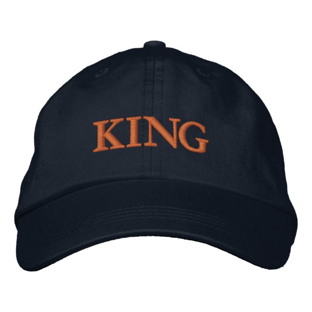 Standout KING Text Adjustable Navy-Hat for Comfort Embroidered Hat (Front)