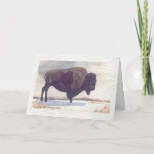 Stands Alone Buffalo Painting Holiday Card