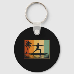 Standup Paddle Board Yoga For Men Vintage Surfing Key Ring