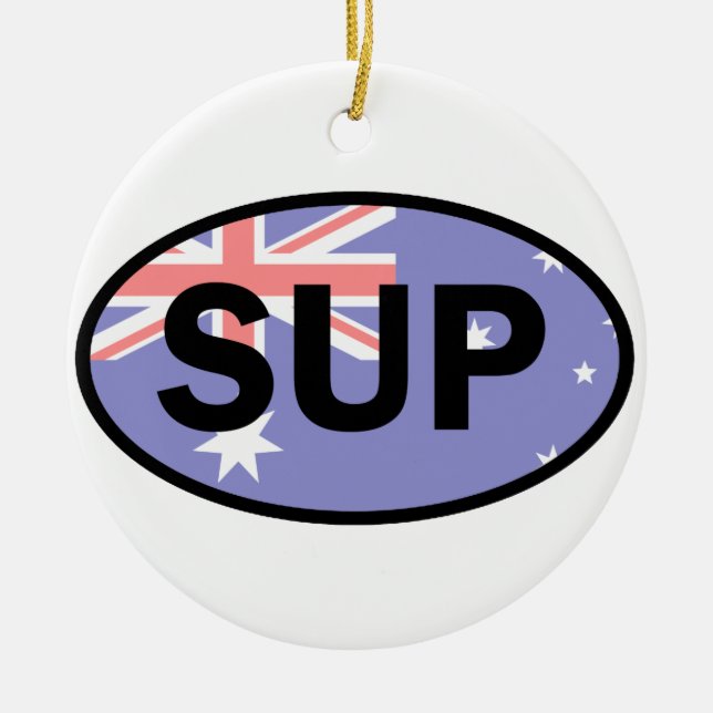 Standup Paddleboard Australia Flag Ceramic Tree Decoration (Front)
