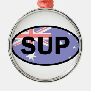 Standup Paddleboard Australia Flag Metal Tree Decoration