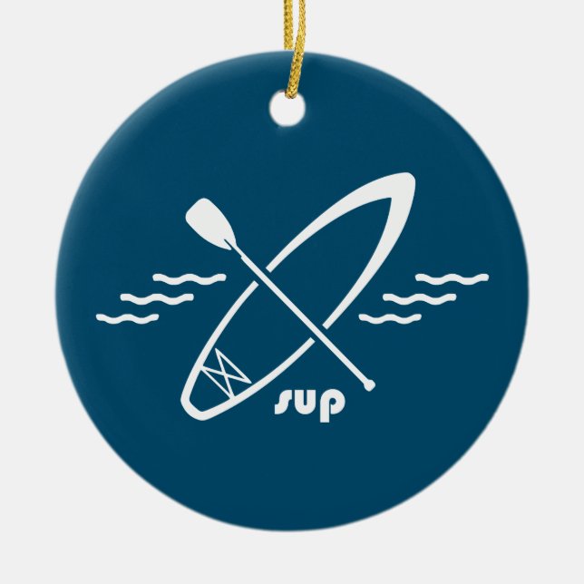 Standup Paddleboarding Ceramic Tree Decoration (Front)