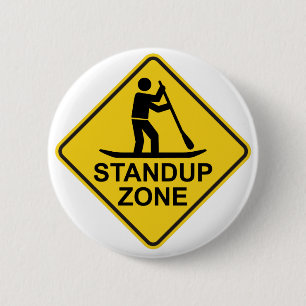 Standup Paddleboarding Zone Road Sign 6 Cm Round Badge