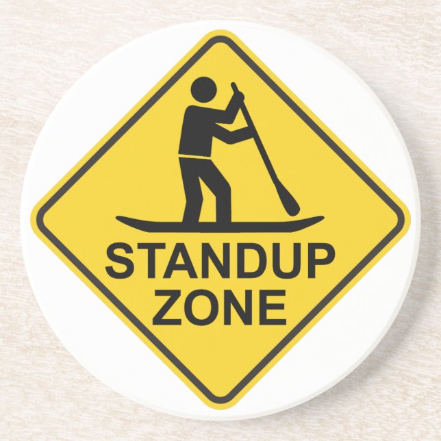 Standup Paddleboarding Zone Road Sign Coaster (Front)