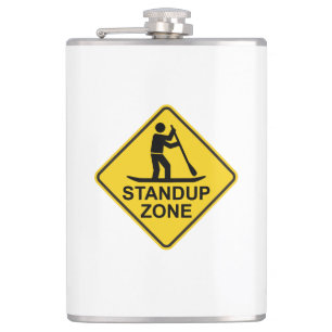 Standup Paddleboarding Zone Road Sign Hip Flask
