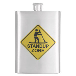 Standup Paddleboarding Zone Road Sign Hip Flask