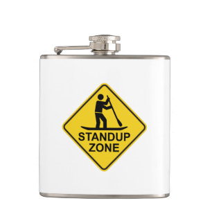 Standup Paddleboarding Zone Road Sign Hip Flask