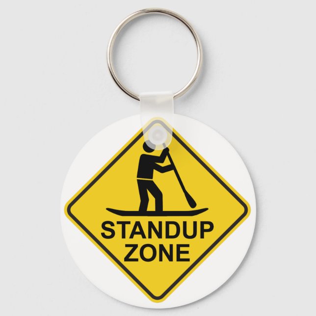 Standup Paddleboarding Zone Road Sign Key Ring (Front)