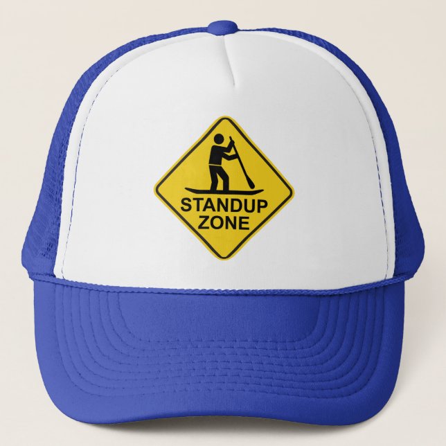 Standup Paddleboarding Zone Road Sign Trucker Hat (Front)