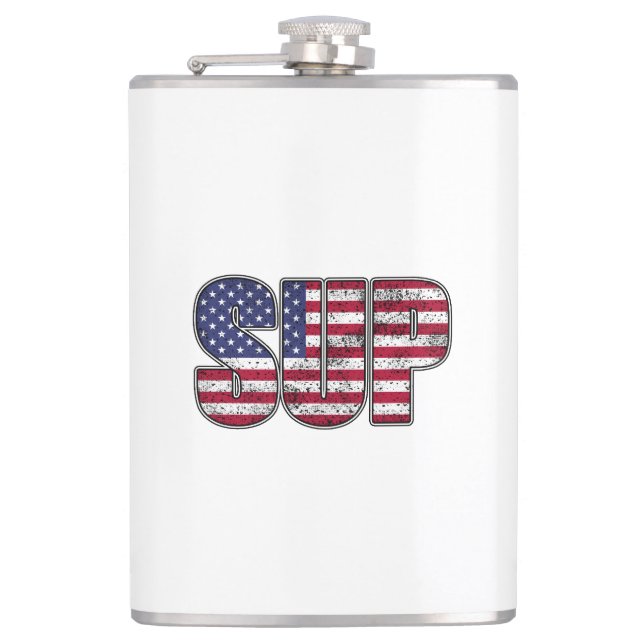 Standup Paddling SUP American Flag Hip Flask (Front)