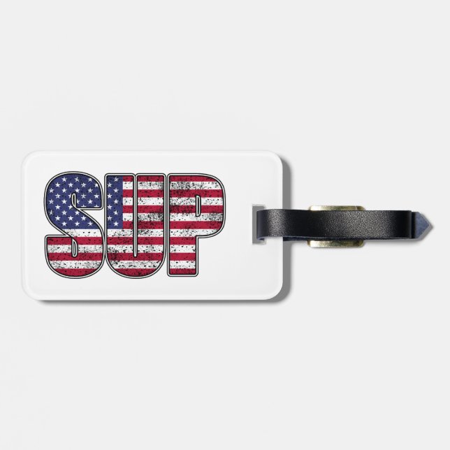 Standup Paddling SUP American Flag Luggage Tag (Back Horizontal)