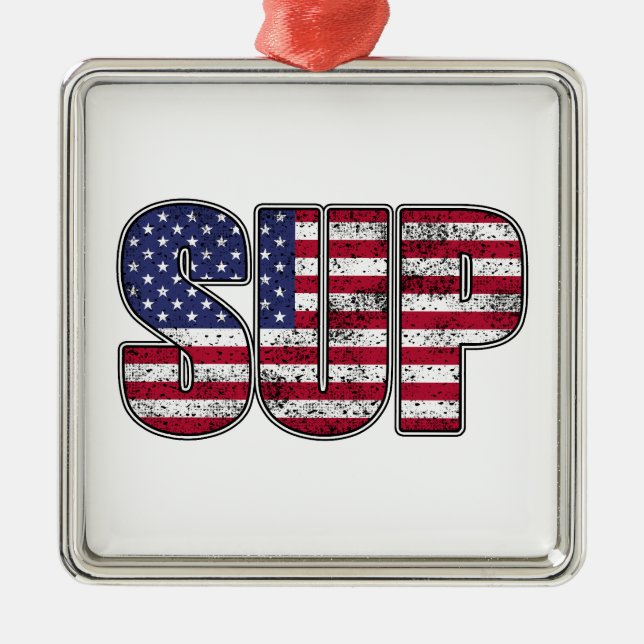 Standup Paddling SUP American Flag Metal Tree Decoration (Front)