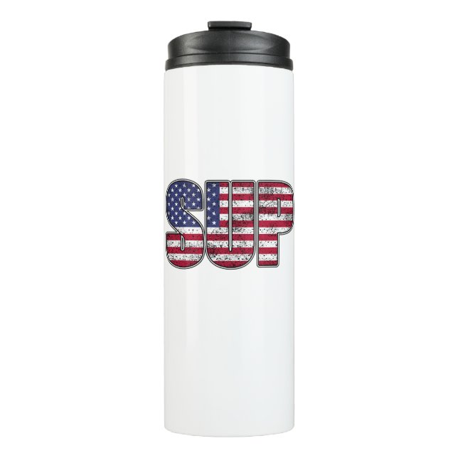 Standup Paddling SUP American Flag Thermal Tumbler (Front)