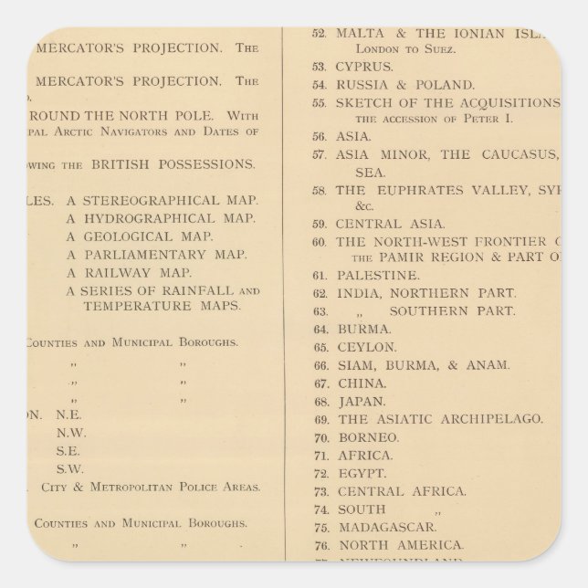 Stanford's London atlas of universal geography Square Sticker (Front)